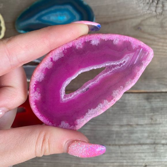 DYED Druzy Geode Agate Slices - Picture 3 of 4